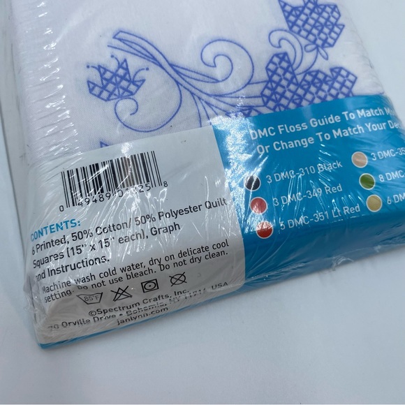 Janlynn Needlecraft Set of 6 Printed Quilt Blocks Floral Poppy Garden #997-1711 - Picture 7 of 7